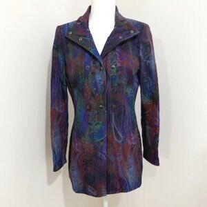 Etcetera Multi-Color Paisley Snap Jacket Coat Boho Artsy Women's Size 8